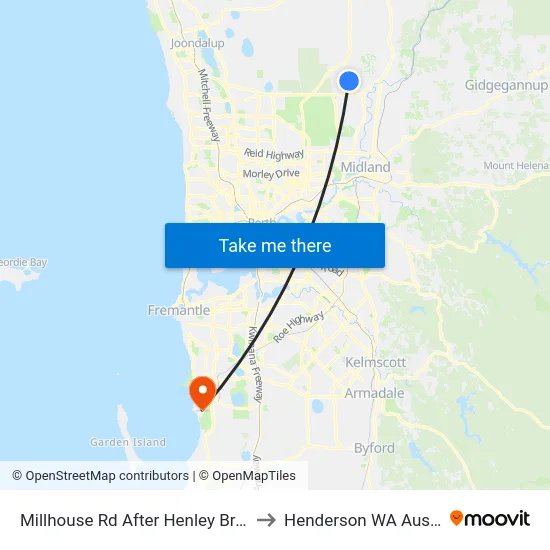 Millhouse Rd After Henley Brook Av to Henderson WA Australia map