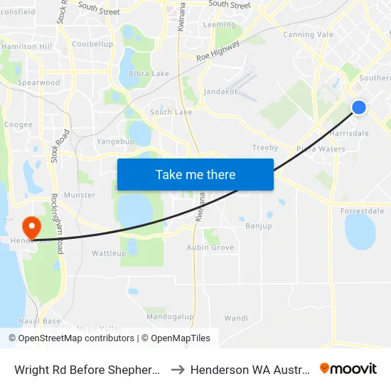 Wright Rd Before Shepherd Ct to Henderson WA Australia map