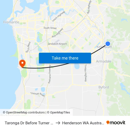 Taronga Dr Before Turner Rd to Henderson WA Australia map