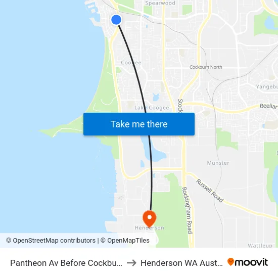 Pantheon Av Before Cockburn Rd to Henderson WA Australia map