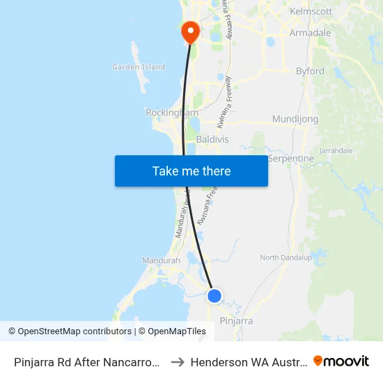 Pinjarra Rd After Nancarrow Wy to Henderson WA Australia map