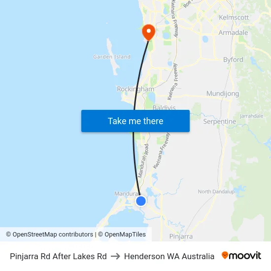 Pinjarra Rd After Lakes Rd to Henderson WA Australia map