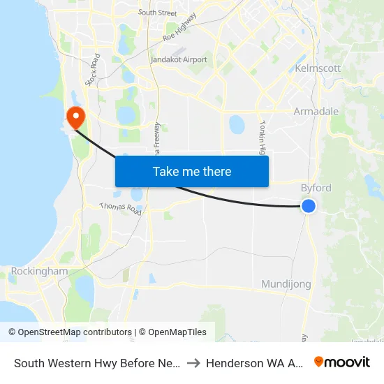 South Western Hwy Before Nettleton Rd to Henderson WA Australia map
