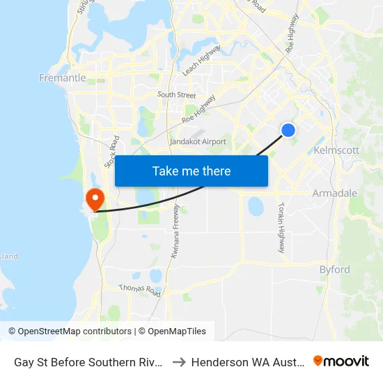 Gay St Before Southern River Rd to Henderson WA Australia map
