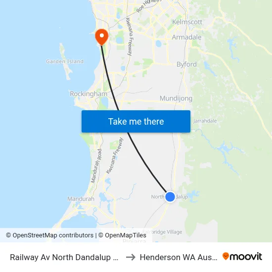 Railway Av North Dandalup Station to Henderson WA Australia map