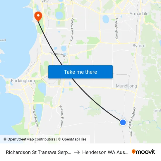 Richardson St Transwa Serpentine to Henderson WA Australia map