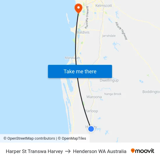 Harper St Transwa Harvey to Henderson WA Australia map