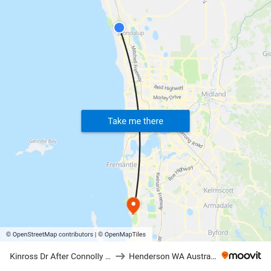 Kinross Dr After Connolly Dr to Henderson WA Australia map