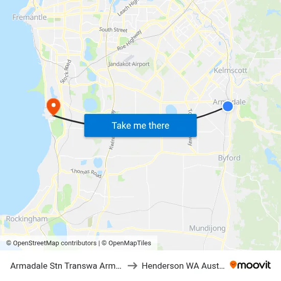 Armadale Stn Transwa Armadale to Henderson WA Australia map