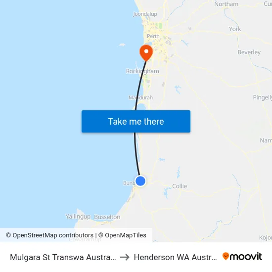 Mulgara St Transwa Australind to Henderson WA Australia map
