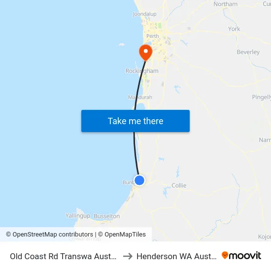 Old Coast Rd Transwa Australind to Henderson WA Australia map