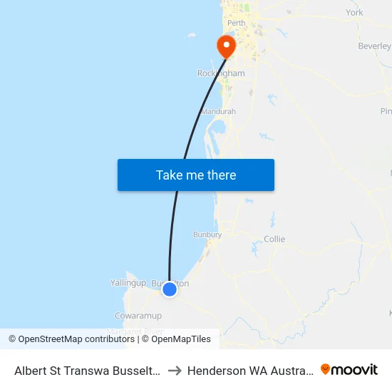 Albert St Transwa Busselton to Henderson WA Australia map