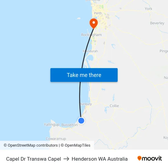 Capel Dr Transwa Capel to Henderson WA Australia map