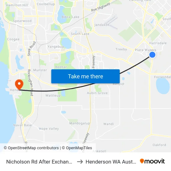 Nicholson Rd After Exchange Av to Henderson WA Australia map