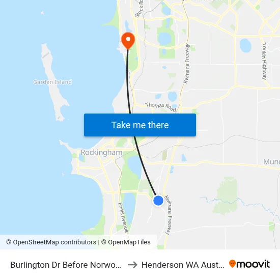 Burlington Dr Before Norwood Av to Henderson WA Australia map