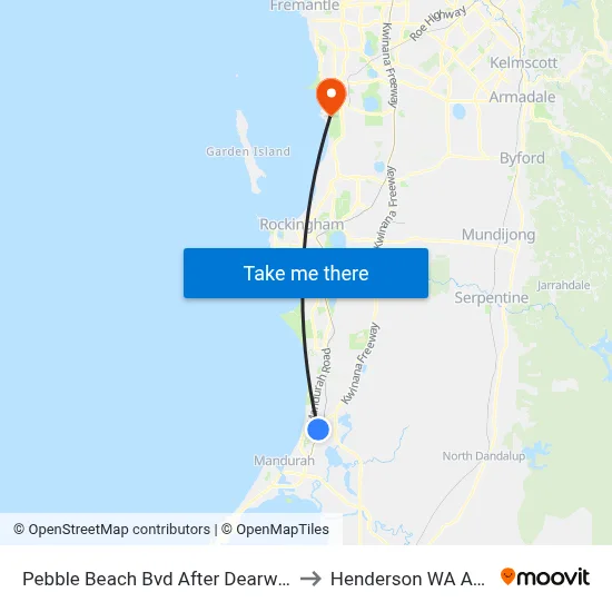 Pebble Beach Bvd After Dearwood Glade to Henderson WA Australia map