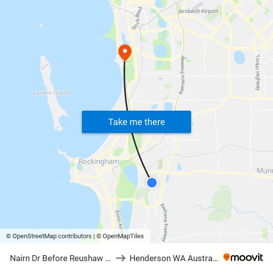 Nairn Dr Before Reushaw Lk to Henderson WA Australia map