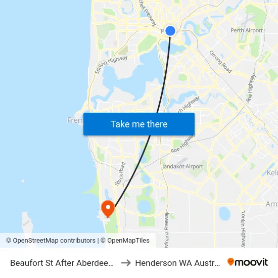 Beaufort St After Aberdeen St to Henderson WA Australia map