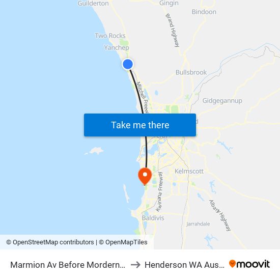 Marmion Av Before Mordernism Av to Henderson WA Australia map