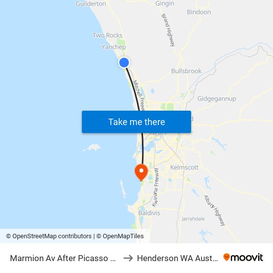 Marmion Av After Picasso Prom to Henderson WA Australia map