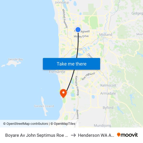 Boyare Av John Septimus Roe Mirrabooka to Henderson WA Australia map