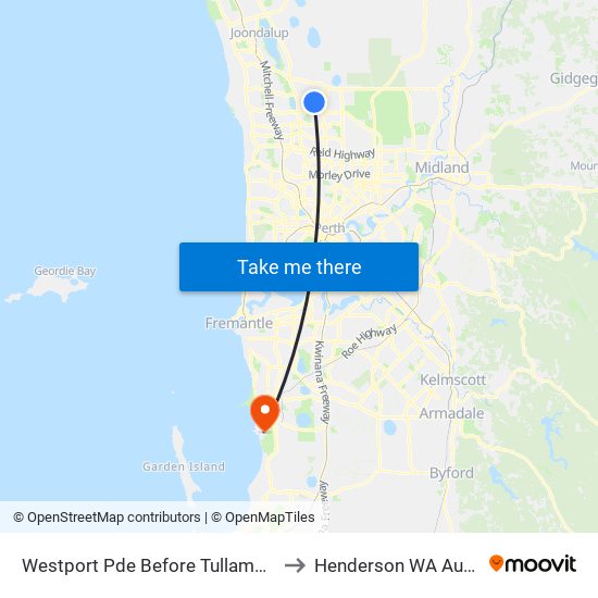 Westport Pde Before Tullamore Drive to Henderson WA Australia map