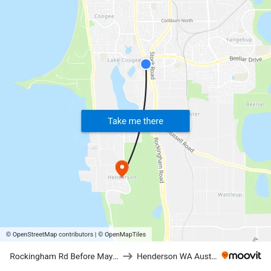 Rockingham Rd Before Mayor Rd to Henderson WA Australia map