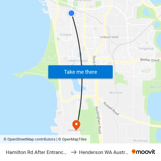 Hamilton Rd After Entrance Rd to Henderson WA Australia map