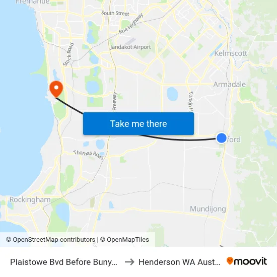 Plaistowe Bvd Before Bunya Grn to Henderson WA Australia map