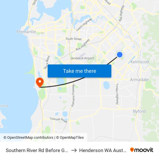 Southern River Rd Before Gay St to Henderson WA Australia map