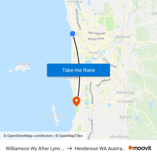 Williamson Wy After Lynn St to Henderson WA Australia map