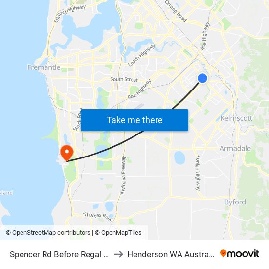 Spencer Rd Before Regal Dr to Henderson WA Australia map