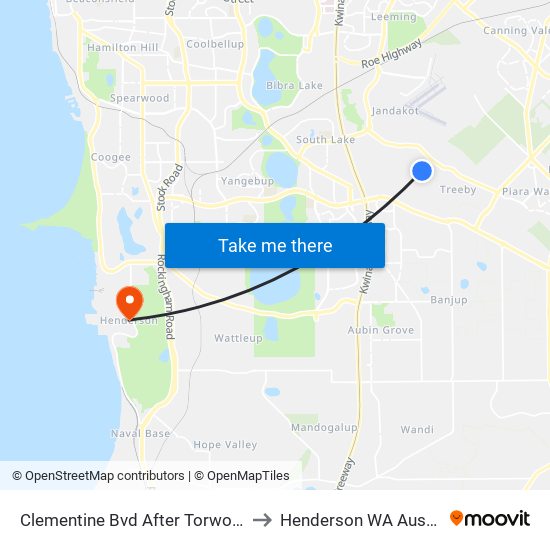 Clementine Bvd After Torwood Av to Henderson WA Australia map