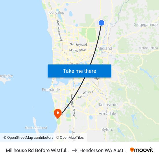 Millhouse Rd Before Wistful Pde to Henderson WA Australia map