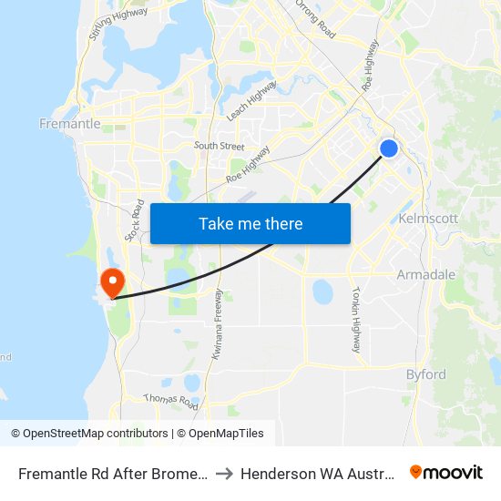 Fremantle Rd After Brome St to Henderson WA Australia map