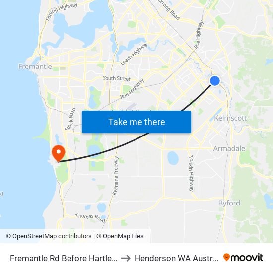 Fremantle Rd Before Hartley St to Henderson WA Australia map