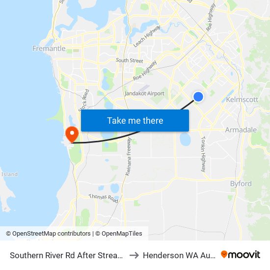 Southern River Rd After Streamside St to Henderson WA Australia map