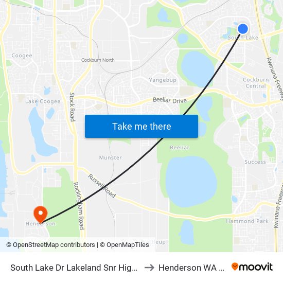 South Lake Dr Lakeland Snr High Sch - Stand 3 to Henderson WA Australia map