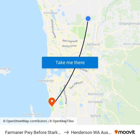 Farmaner Pwy Before Starke Turn to Henderson WA Australia map