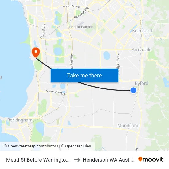 Mead St Before Warrington Rd to Henderson WA Australia map