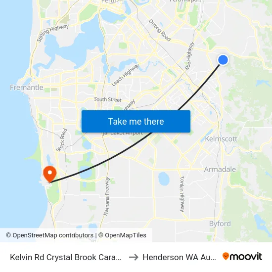 Kelvin Rd Crystal Brook Caravan Park to Henderson WA Australia map