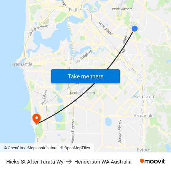 Hicks St After Tarata Wy to Henderson WA Australia map