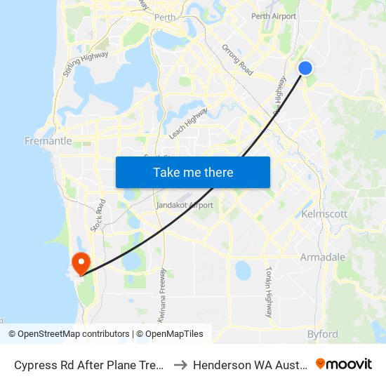 Cypress Rd After Plane Tree Grn to Henderson WA Australia map