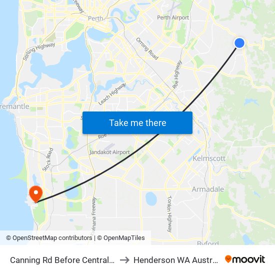 Canning Rd Before Central Rd to Henderson WA Australia map