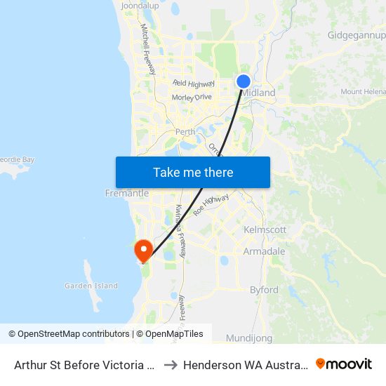 Arthur St Before Victoria Rd to Henderson WA Australia map