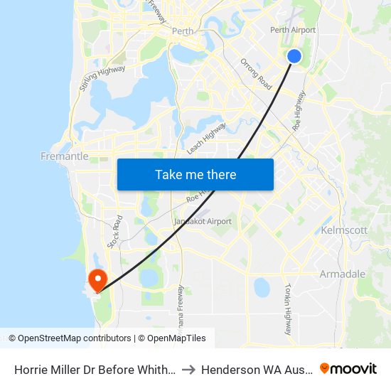 Horrie Miller Dr Before Whitham Rd to Henderson WA Australia map