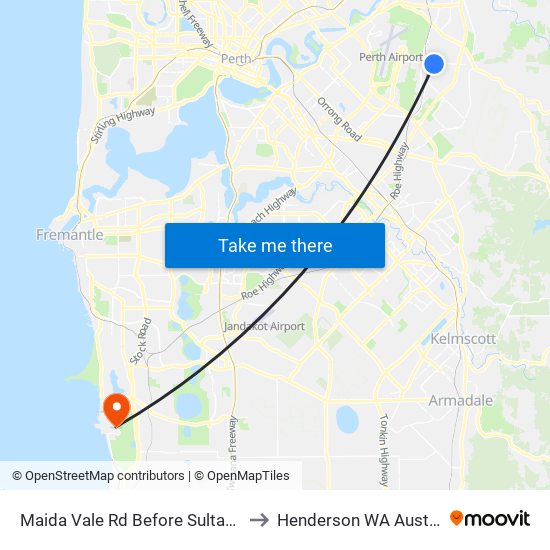 Maida Vale Rd Before Sultana Rd to Henderson WA Australia map