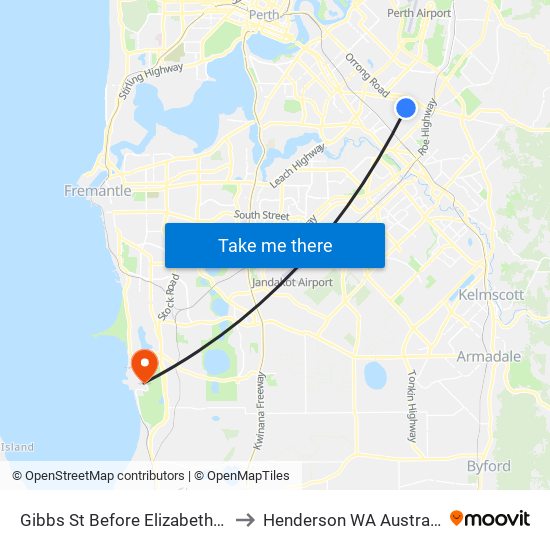 Gibbs St Before Elizabeth St to Henderson WA Australia map