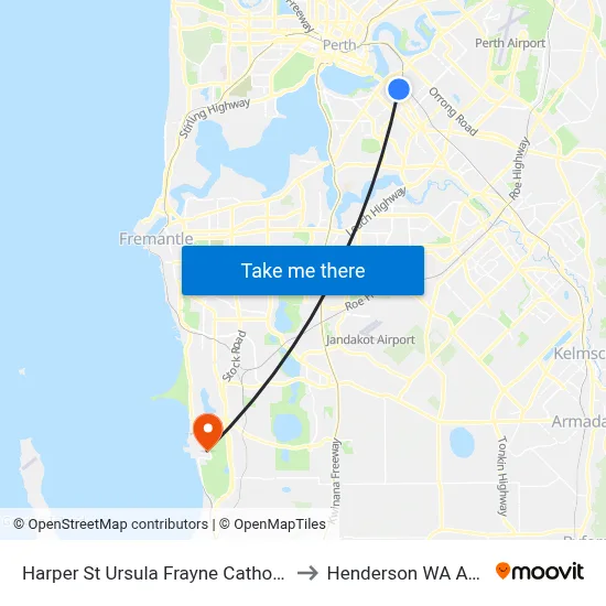 Harper St Ursula Frayne Catholic College to Henderson WA Australia map