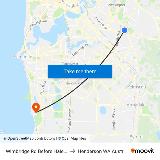 Wimbridge Rd Before Hale Rd to Henderson WA Australia map